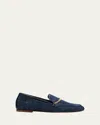Maria Luca Livia Denim Chain Loafers In Navy