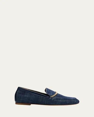 Maria Luca Livia Denim Chain Loafers In Navy