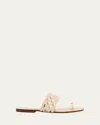 Maria Luca Mennia Capri Woven Slide Sandals In Natural
