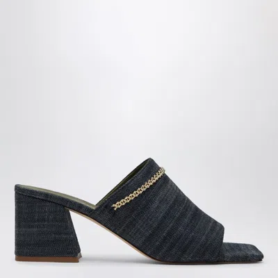Maria Luca Messalina Blue Denim Sandals In Black