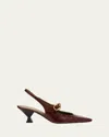 Maria Luca Natalia Croc-embossed Leather Mary Jane Slingback Pumps