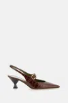 Maria Luca Natalia Croc-embossed Leather Mary Jane Slingback Pumps