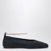 Maria Luca Navy Blue Denim Augusta Ballerina In Blue