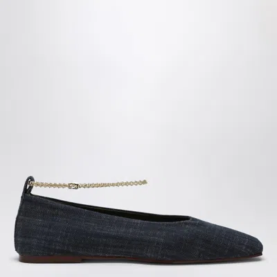 MARIA LUCA NAVY BLUE DENIM AUGUSTA BALLERINA