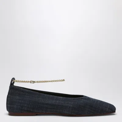 Maria Luca Navy Blue Denim Augusta Ballerina In Black
