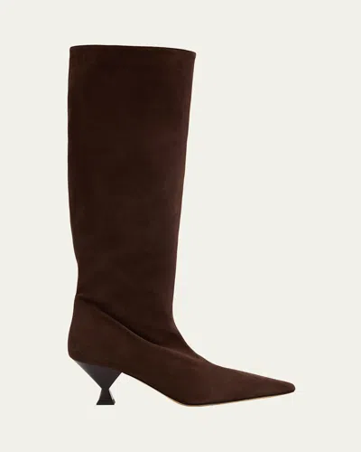 Maria Luca Noa Suede Knee-high Boots In Brown