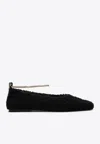Maria Luca Chic Ballerina Flats With Chain Ankle Strap In Black