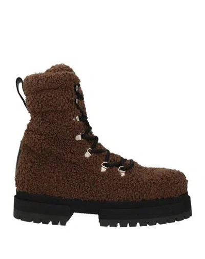 Maria Luca Woman Ankle Boots Brown Size 9 Leather, Textile Fibers