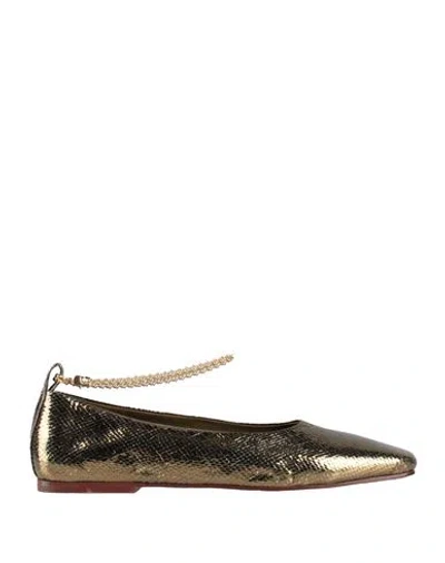Maria Luca Woman Ballet Flats Bronze Size 7 Leather In Yellow
