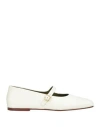 Maria Luca Woman Ballet Flats Ivory Size 7 Leather In White