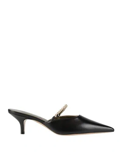 Maria Luca Woman Mules & Clogs Black Size 8 Leather, Synthetic Material