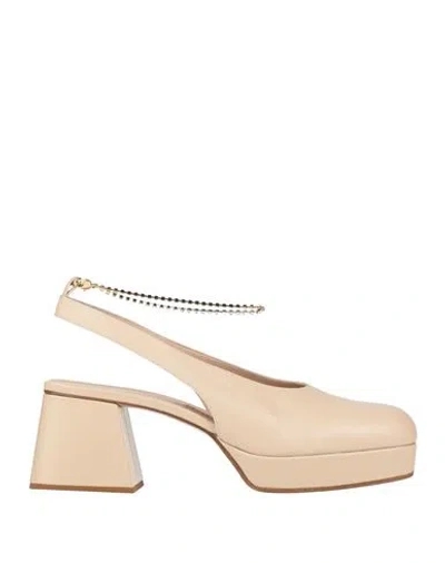 Maria Luca Woman Pumps Blush Size 6 Calfskin In Neutral