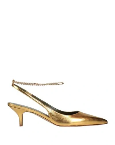 Maria Luca Woman Pumps Gold Size 10 Leather