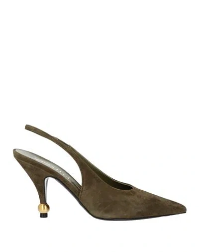 Maria Luca Woman Pumps Military Green Size 6.5 Leather