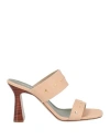 Maria Luca Woman Sandals Beige Size 8 Leather In Beige