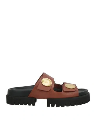 Maria Luca Woman Sandals Brown Size 7 Leather