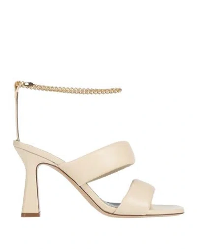 Maria Luca Woman Sandals Cream Size 6.5 Leather In Pattern