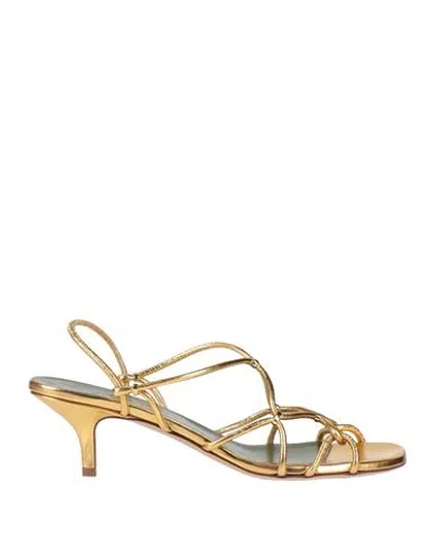 Maria Luca Woman Sandals Gold Size 5 Leather
