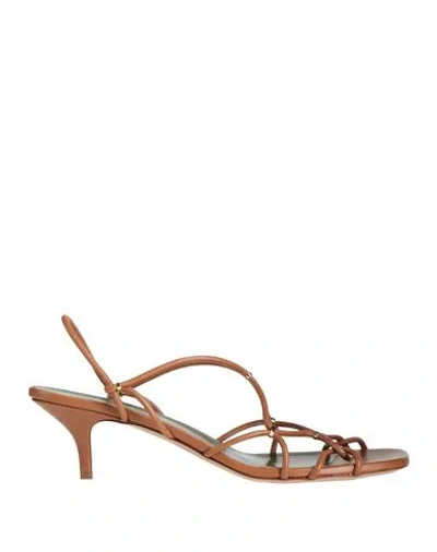 Maria Luca Woman Sandals Tan Size 8 Leather In Brown