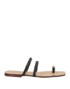 Maria Luca Woman Thong Sandal Black Size 8 Leather