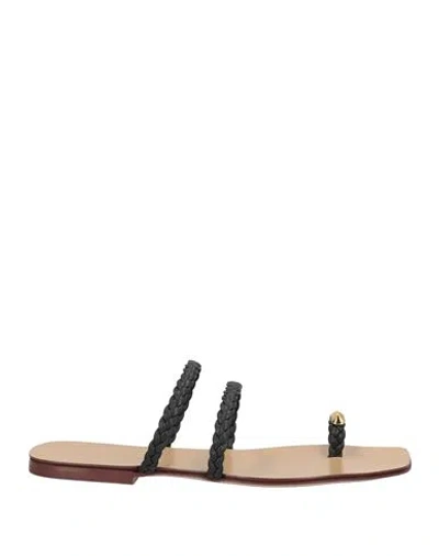 Maria Luca Woman Thong Sandal Black Size 8 Leather