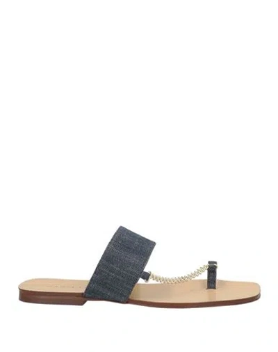 Maria Luca Woman Thong Sandal Blue Size 7.5 Textile Fibers In Multi