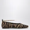 Maria Luca Augusta Zebra Ankle-chain Ballerina Flats In Black