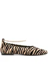 Maria Luca Augusta Zebra Ankle-chain Ballerina Flats In 中性色