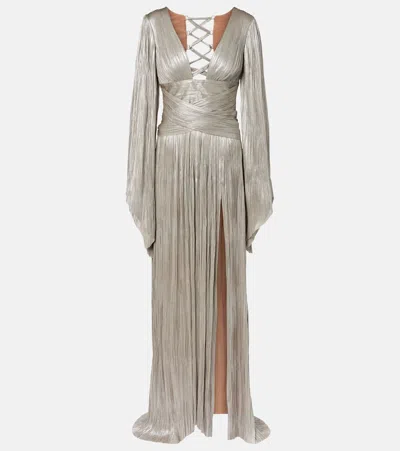 Maria Lucia Hohan Alana Pleated Silk Tulle Gown In Silver