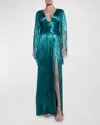 Maria Lucia Hohan Alana Pleated Silk Gown In Teal