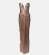 Maria Lucia Hohan Alessandra Draped Lamé Gown In Silver