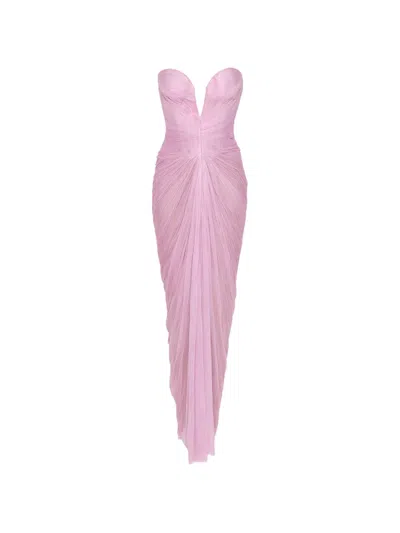 Maria Lucia Hohan Alessandra Pleated Corset-style Maxi Dress In Pink