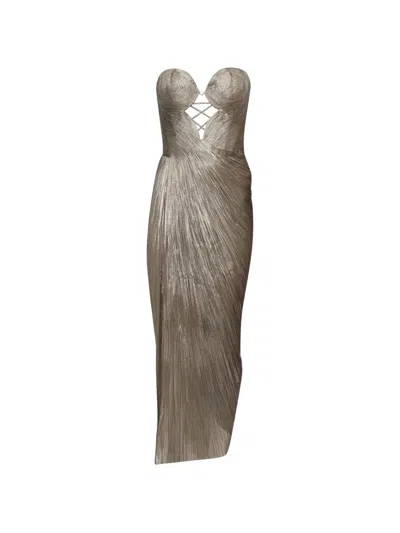 Maria Lucia Hohan Amisha Lace-up Pleated Maxi Dress In Green