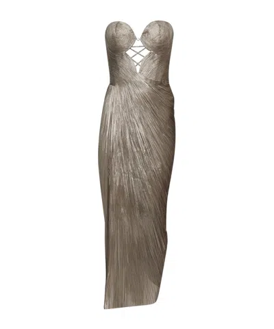 Maria Lucia Hohan Amisha Lace-up Pleated Maxi Dress In Green