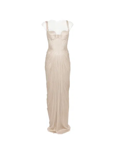 Maria Lucia Hohan Anais Pleated Maxi Dress In Neutral