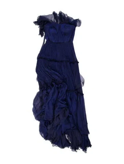 Pre-owned Maria Lucia Hohan Asymmetrical Long Dress In Blue