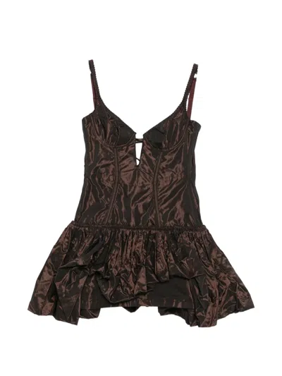 Maria Lucia Hohan Ayna Corset-style Ruffled Mini Dress In Brown