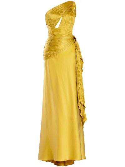 MARIA LUCIA HOHAN YELLOW BLISS ONE-SHOULDER SILK GOWN