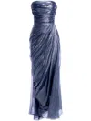Maria Lucia Hohan Schulterfreies Metallic-abendkleid In Blau