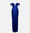 Maria Lucia Hohan Camilla Metallic Silk Tulle Bustier Gown In Blue