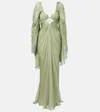 Maria Lucia Hohan Cassandra Caped Silk Muslin Gown In Green