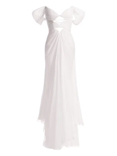 Maria Lucia Hohan Cassiopeia Cut-out Lace-up Maxi Dress In White