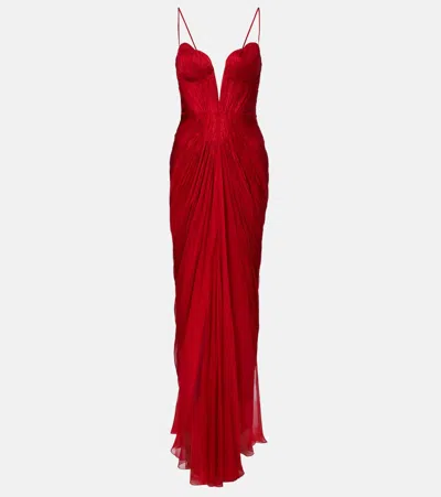 Maria Lucia Hohan Cecilia Draped Silk Gown In Red