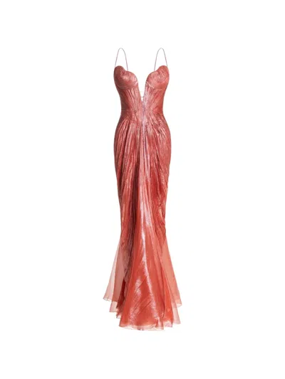 Maria Lucia Hohan Cecilia Draped V-neck Maxi Dress In Red