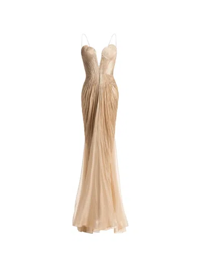 Maria Lucia Hohan Cecilia Plissé Gown In Neutral