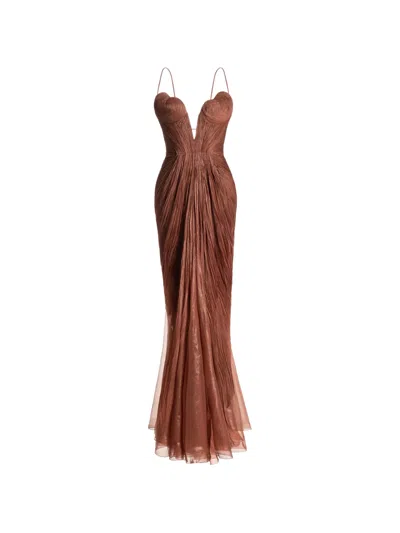 Maria Lucia Hohan Cecilia V-neck Gown Maxi Dress In Blue