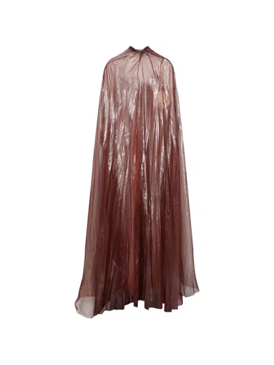 Maria Lucia Hohan Celestina Metallic-finish Sheer Cape In Brown