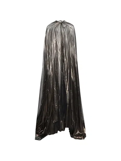 Maria Lucia Hohan Celestina Sheer Metallic-effect Cape In Gray