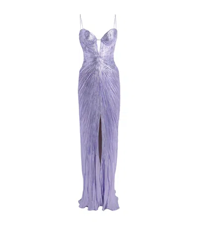 Maria Lucia Hohan Chiffon Pleated Sara Maxi Gown In Purple