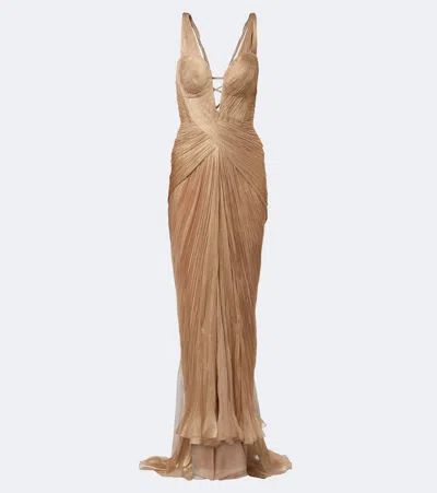 Maria Lucia Hohan Corinna Silk Muslin Bustier Gown In Gold